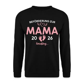 Mutter 2026 Schwangerschaftsankündigung Mama - Unisex Pullover - Schwarz - Vorne - Alina (178cm) & Michal (187cm)