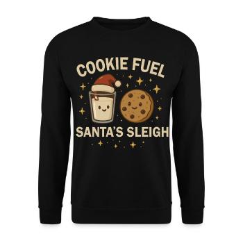Weihnachten Baking Crew - Weihnachtskeks & Milch  - Unisex Pullover - Schwarz - Vorne - Alina (178cm) & Michal (187cm)