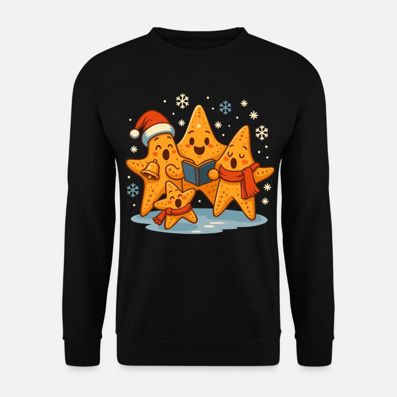 Weihnachten singende Seesterne Maritim - Unisex Pullover - Schwarz