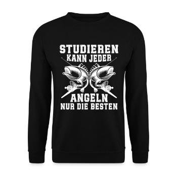 studieren kann jeder angeln nur die besten  - Unisex Pullover - Schwarz - Vorne - Alina (178cm) & Michal (187cm)