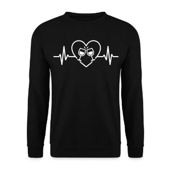 Aperitif Team Herz Freunde Gläser Anstoßen - Unisex Pullover - Schwarz - Vorne - Alina (178cm) & Michal (187cm)