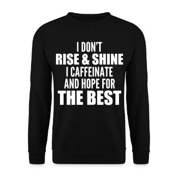 Ich erhebe mich nicht und leuchte nicht - Unisex Pullover - Schwarz - Vorne - Alina (178cm) & Michal (187cm)