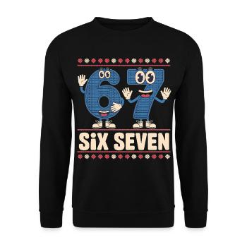 6 7 Sechs Sieben Meme – Weihnachten Kids Gaming - Unisex Pullover - Schwarz - Vorne - Alina (178cm) & Michal (187cm)
