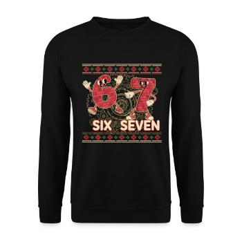 6 7 Six Seven Memes – Aura Points Christmas - Unisex Sweatshirt - black - Front - Alina (178cm) & Michal (187cm)