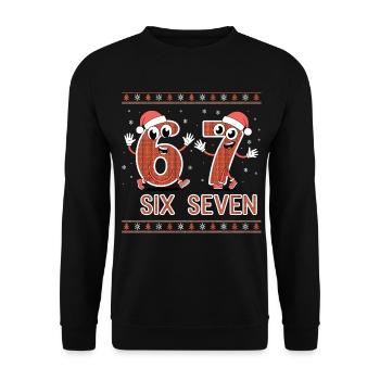 6 7 Six Seven Memes – Christmas - Unisex Sweatshirt - black - Front - Alina (178cm) & Michal (187cm)