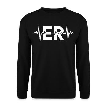 Conception ECG de battement de cœur ER - Sweat-shirt Unisexe - noir - Devant - Alina (178cm) & Michal (187cm)