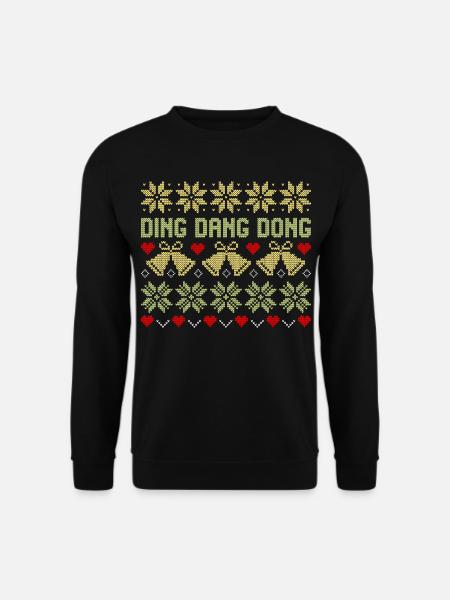 Ugly Christmas Sweater Pattern Snowflake Bell - Unisex Sweatshirt - black