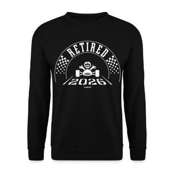 Retired 2026 (Retiree / Retirement Entry / White) - Unisex Sweatshirt - black - Front - Alina (178cm) & Michal (187cm)