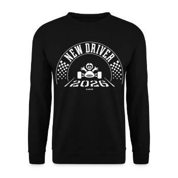 New Driver 2026 (Driving Licence / White) - Unisex Sweatshirt - black - Front - Alina (178cm) & Michal (187cm)
