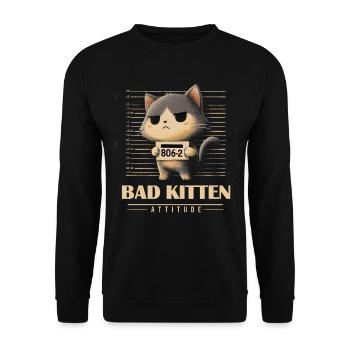 Bad Kitten Attitude - Unisex Sweatshirt - black - Front - Alina (178cm) & Michal (187cm)
