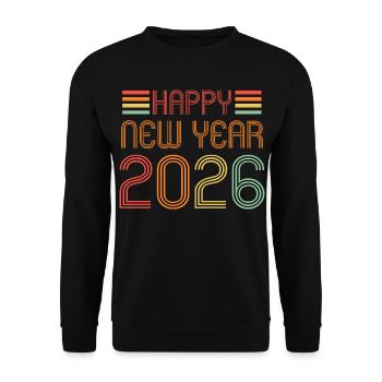 Vintage Bonne Année 2026 - Sweat-shirt Unisexe - noir - Devant - Alina (178cm) & Michal (187cm)
