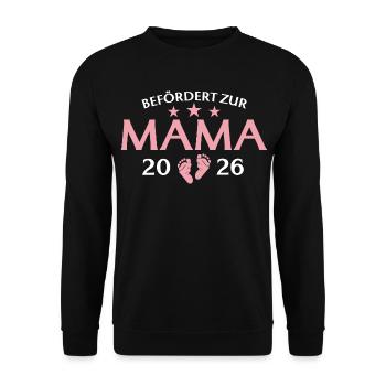 Mutter 2026 Befördert zur Mama - Unisex Pullover - Schwarz - Vorne - Alina (178cm) & Michal (187cm)