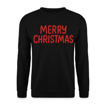 Merry Christmas Rot Schriftzug - Unisex Pullover - Schwarz - Vorne - Alina (178cm) & Michal (187cm)
