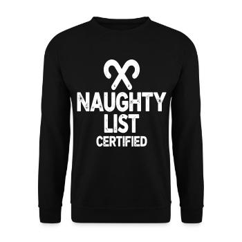 Naughty List Certified Naughty Christmas Quote - Unisex Sweatshirt - black - Front - Alina (178cm) & Michal (187cm)
