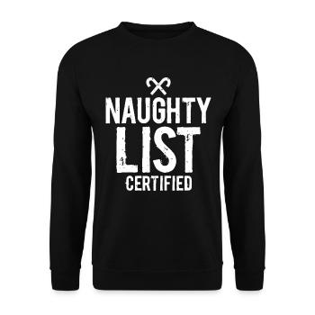 Naughty List Zertifiziert - Unisex Pullover - Schwarz - Vorne - Alina (178cm) & Michal (187cm)