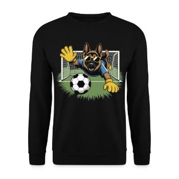 Torwart Hund mit Sonnenbrille - Unisex Pullover - Schwarz - Vorne - Alina (178cm) & Michal (187cm)