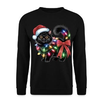 Chat de Noël - Sweat-shirt Unisexe - noir - Devant - Alina (178cm) & Michal (187cm)