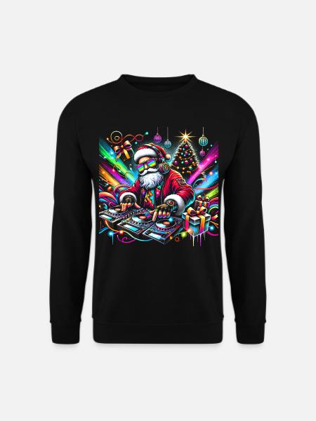 Neon Santa DJ Christmas Pulse - Unisex Sweatshirt - black