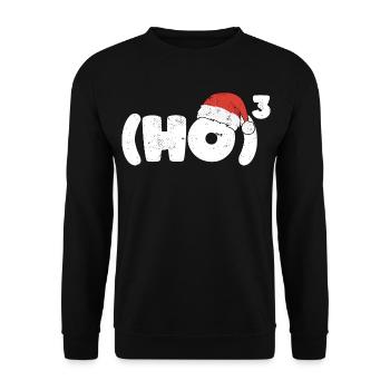 Ho Ho Ho Weihnachtsmann Hut Geschenk Vintage Weihnachten - Unisex Pullover - Schwarz - Vorne - Alina (178cm) & Michal (187cm)