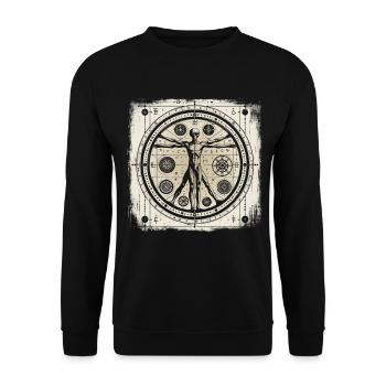 OVNI Ancient Alien Geometry Human Design Chemise - Sweat-shirt Unisexe - noir - Devant - Alina (178cm) & Michal (187cm)