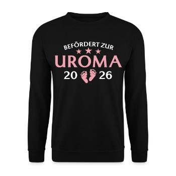 Urgroßmutter 2026 Befördert zur Uroma - Unisex Pullover - Schwarz - Vorne - Alina (178cm) & Michal (187cm)