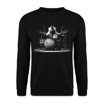 Wild Bear Playing Drums Rock Music Gift - Unisex Sweatshirt - black - Front - Alina (178cm) & Michal (187cm)