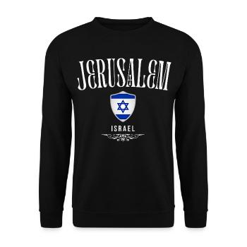 Souvenir Jerusalem, I love Jerusalem - Unisex Sweatshirt - black - Front - Alina (178cm) & Michal (187cm)