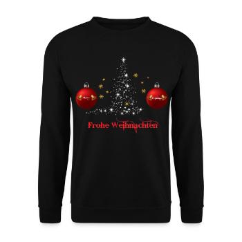 Frohe Weihnachten Ornamentbaum, Weihnachtsgeschenk - Unisex Pullover - Schwarz - Vorne - Alina (178cm) & Michal (187cm)