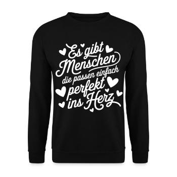 Il y a des gens qui s’intègrent parfaitement dans le cœur - Sweat-shirt Unisexe - noir - Devant - Alina (178cm) & Michal (187cm)