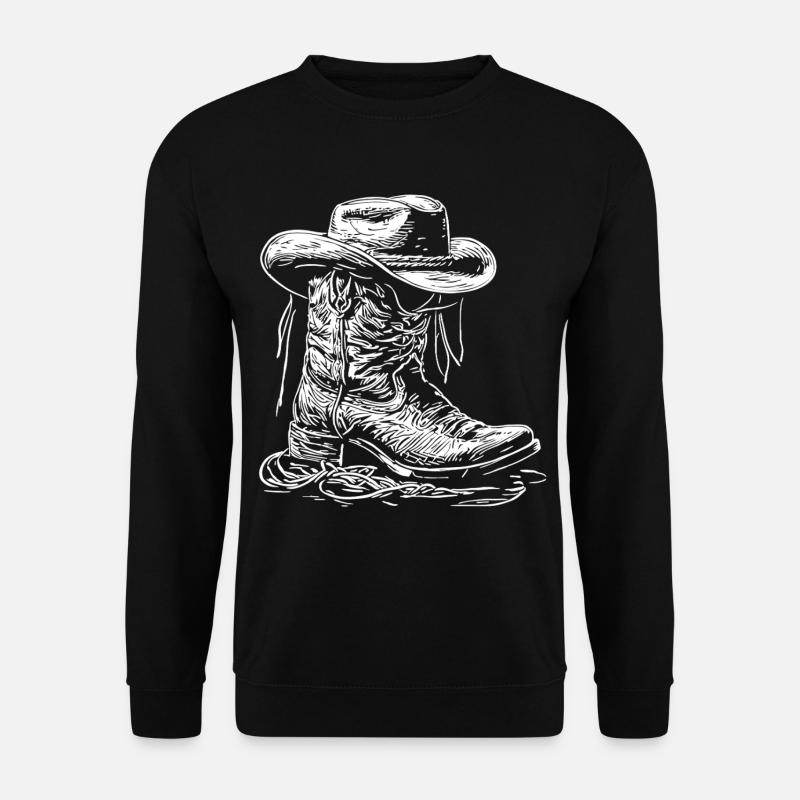 Western Stiefel Linienbild - Unisex Pullover - Schwarz