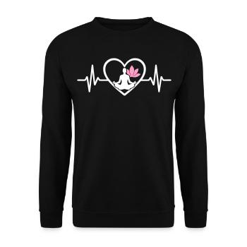 Yoga Herz Frauen Silhouette Lotus Wellness - Unisex Pullover - Schwarz - Vorne - Alina (178cm) & Michal (187cm)