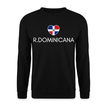 Herz mit Dominikanerflagge, Dominikanischer Stolz - Unisex Pullover - Schwarz - Vorne - Alina (178cm) & Michal (187cm)