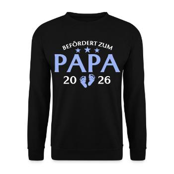 Vater 2026 Befördert zur Papa - Unisex Pullover - Schwarz - Vorne - Alina (178cm) & Michal (187cm)