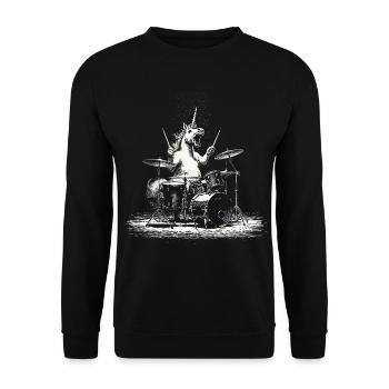 Unicorn Plays Drums – Cadeau pour les batteurs - Sweat-shirt Unisexe - noir - Devant - Alina (178cm) & Michal (187cm)