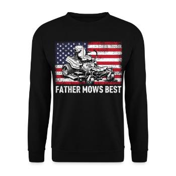 Father Mows Best - Unisex Pullover - Schwarz - Vorne - Alina (178cm) & Michal (187cm)