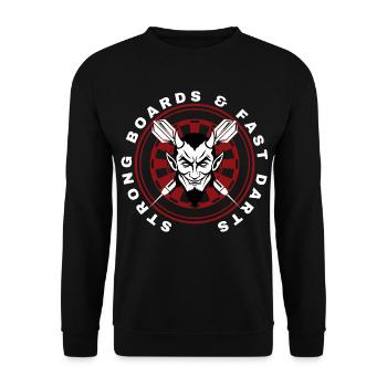 DARTS, DARTBOARD AND DEVIL - Unisex Sweatshirt - black - Front - Alina (178cm) & Michal (187cm)