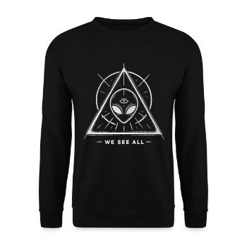 UFO Alien Eye Triangular Sigil - Unisex Sweatshirt - black - Front - Alina (178cm) & Michal (187cm)