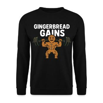 Gingerbread Gains Funny Christmas Holiday Design - Unisex Sweatshirt - black - Front - Alina (178cm) & Michal (187cm)