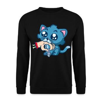 Chaton gourmand - Sweat-shirt Unisexe - noir - Devant - Alina (178cm) & Michal (187cm)