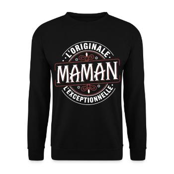 Mama, das Original, das Außergewöhnliche - Unisex Pullover - Schwarz - Vorne - Alina (178cm) & Michal (187cm)