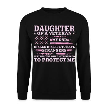 Daughter of a Veteran US Flag Pink Design - Unisex Sweatshirt - black - Front - Alina (178cm) & Michal (187cm)