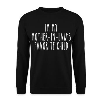 Liebling der Schwiegermutter Lustiger Spruch - Unisex Pullover - Schwarz - Vorne - Alina (178cm) & Michal (187cm)
