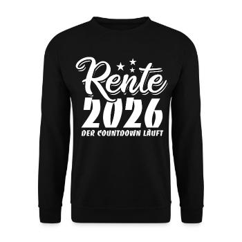 Rente 2026 - Ruhestand - Der Countdown läuft - Unisex Pullover - Schwarz - Vorne - Alina (178cm) & Michal (187cm)