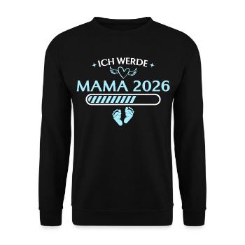 Ich werde Mama 2026 Schwangerschaft ankündigen - Unisex Pullover - Schwarz - Vorne - Alina (178cm) & Michal (187cm)