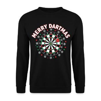 Joyeux Dartmas, fléchettes drôles qui disent Noël - Sweat-shirt Unisexe - noir - Devant - Alina (178cm) & Michal (187cm)
