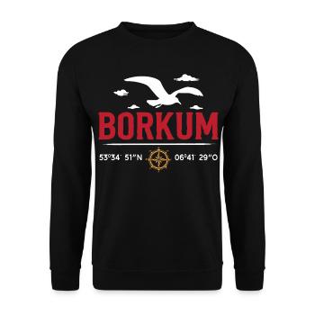Nordsee Urlaub BORKUM INSEL Borkumer Lustiges - Unisex Pullover - Schwarz - Vorne - Alina (178cm) & Michal (187cm)