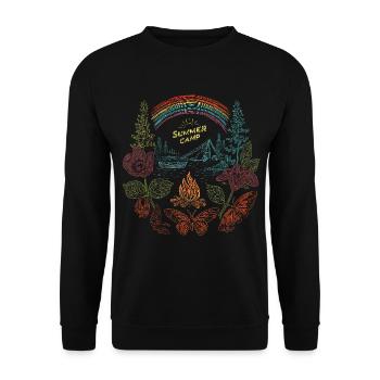 Summer Camp – Buntes Retro Naturdesign - Unisex Pullover - Schwarz - Vorne - Alina (178cm) & Michal (187cm)