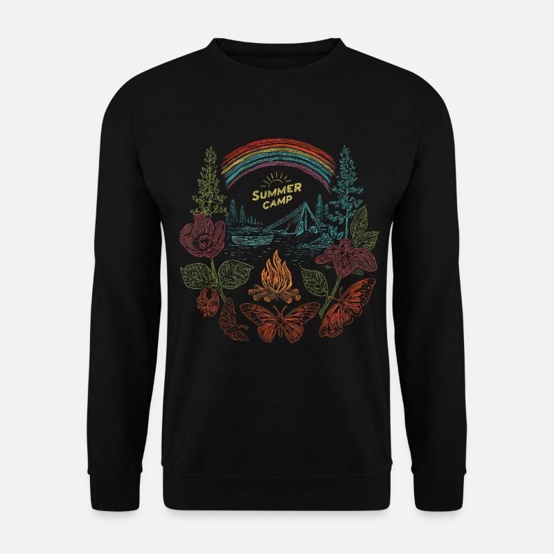 Summer Camp – Buntes Retro Naturdesign - Unisex Pullover - Schwarz
