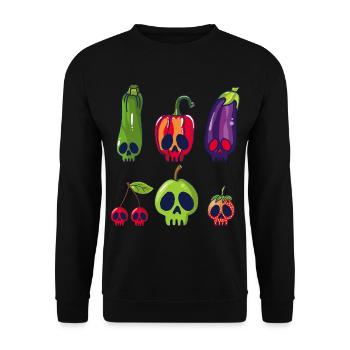 Fruit and vegetable skulls - Unisex Sweatshirt - black - Front - Alina (178cm) & Michal (187cm)