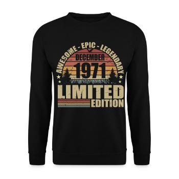 Décembre 1971 - Édition Limitée Décembre 1971 - Sweat-shirt Unisexe - noir - Devant - Alina (178cm) & Michal (187cm)